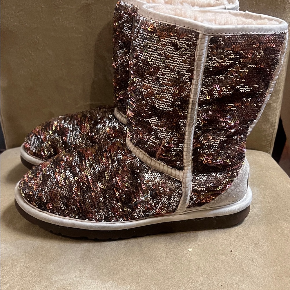 UGG Women's Sequin Winter Boots - Brown and Silver